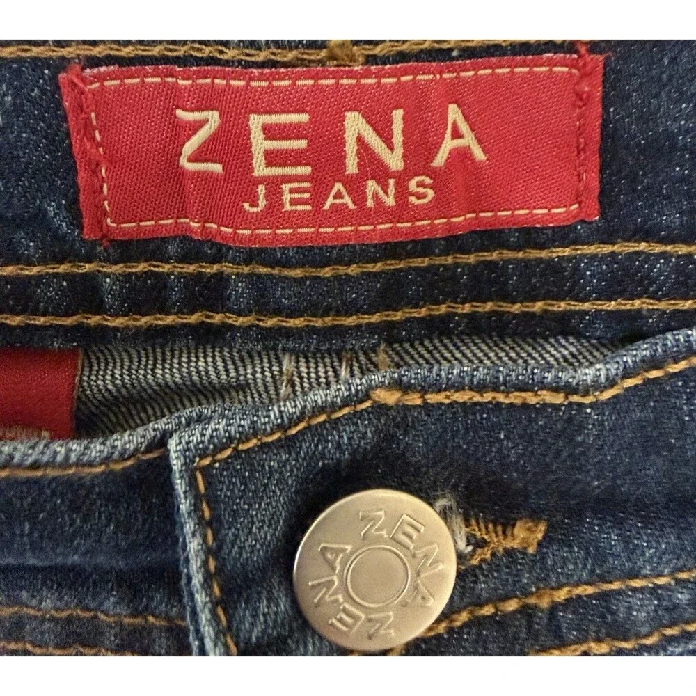 Y2K Style Zena Jeans Women’s Size 12 Bootcut Dark Wash Stretch Made in Colombia